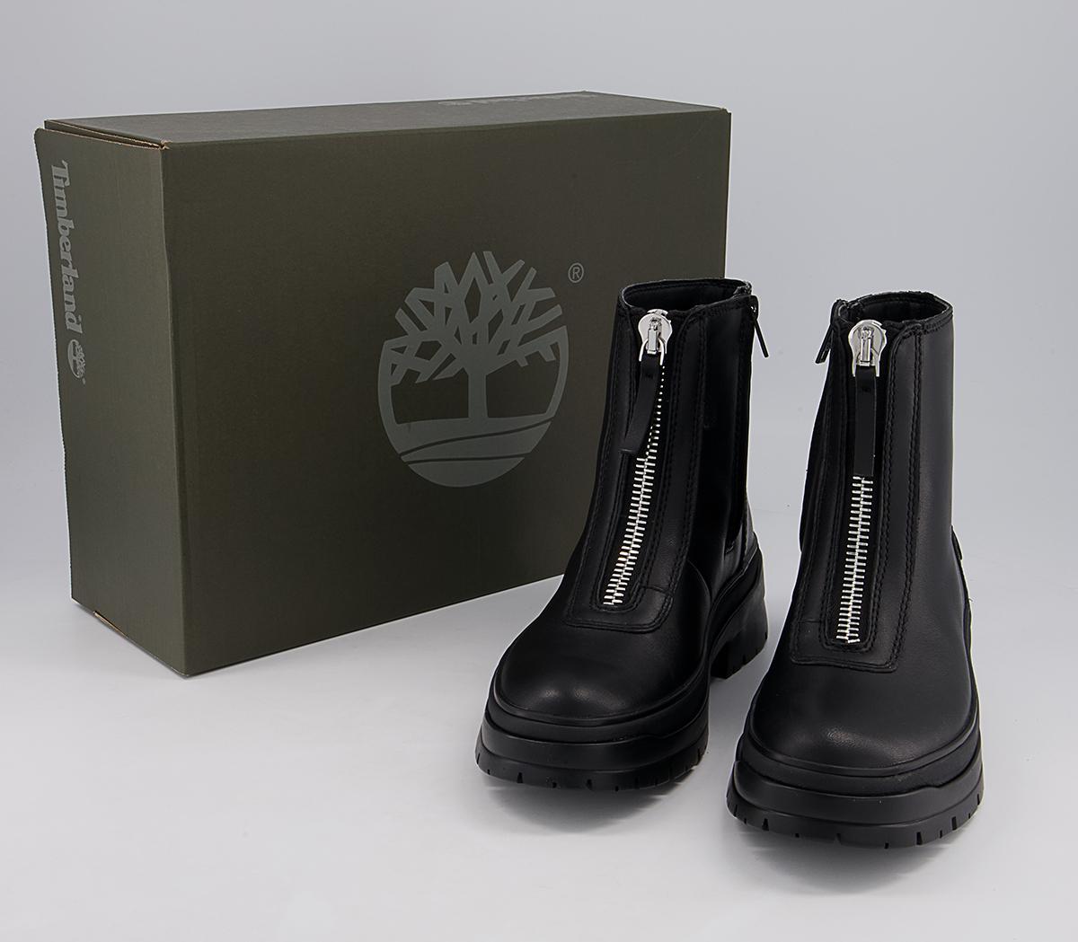 Timberland Malynn Front Zip Boots Timberland Malynn Front Zip Boots Black Leather
