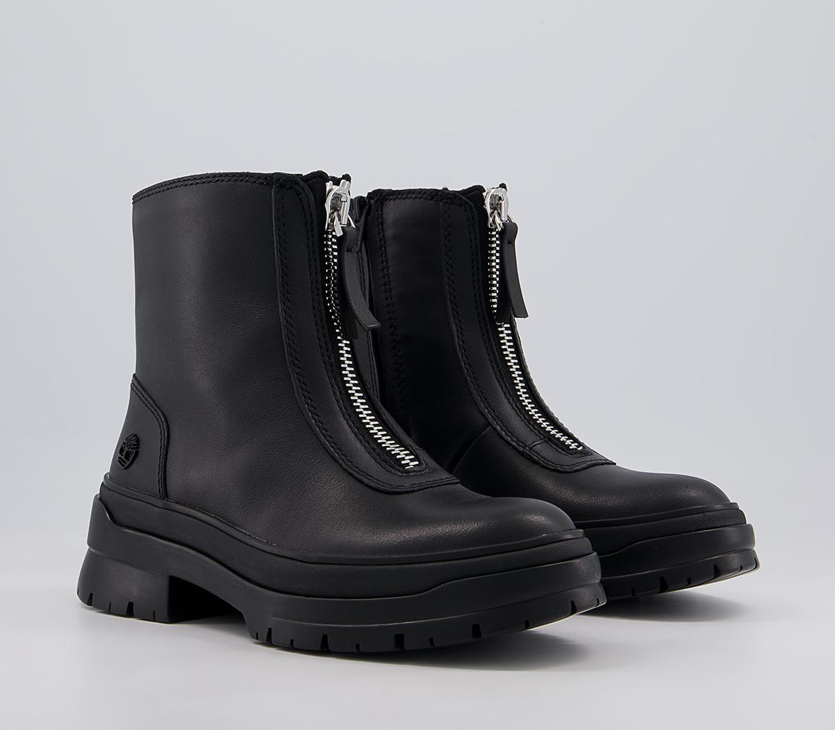 Timberland Malynn Front Zip Boots Timberland Malynn Front Zip Boots Black Leather