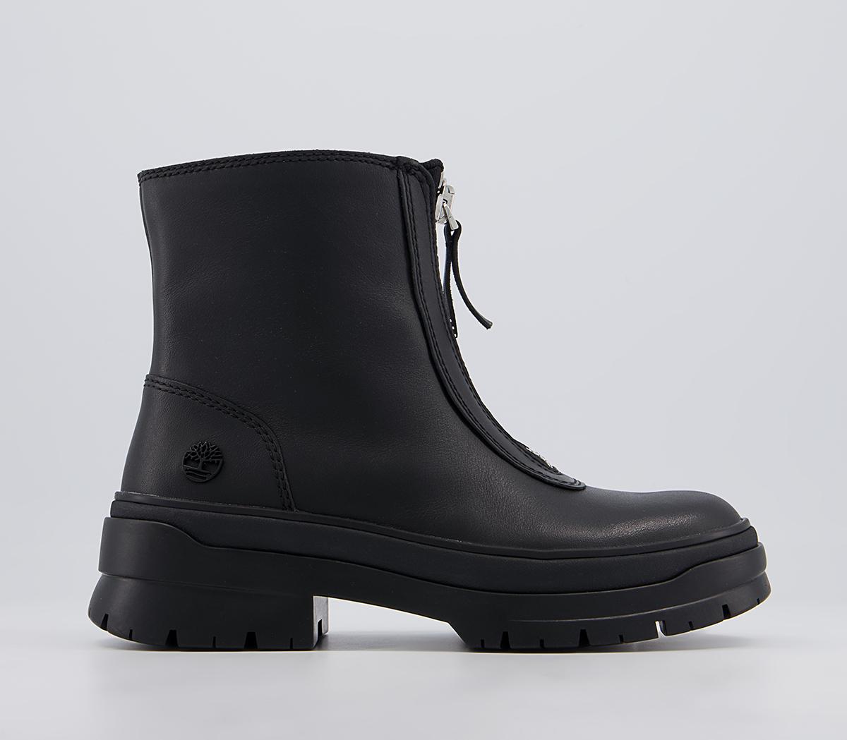 Timberland Malynn Front Zip Boots Timberland Malynn Front Zip Boots Black Leather