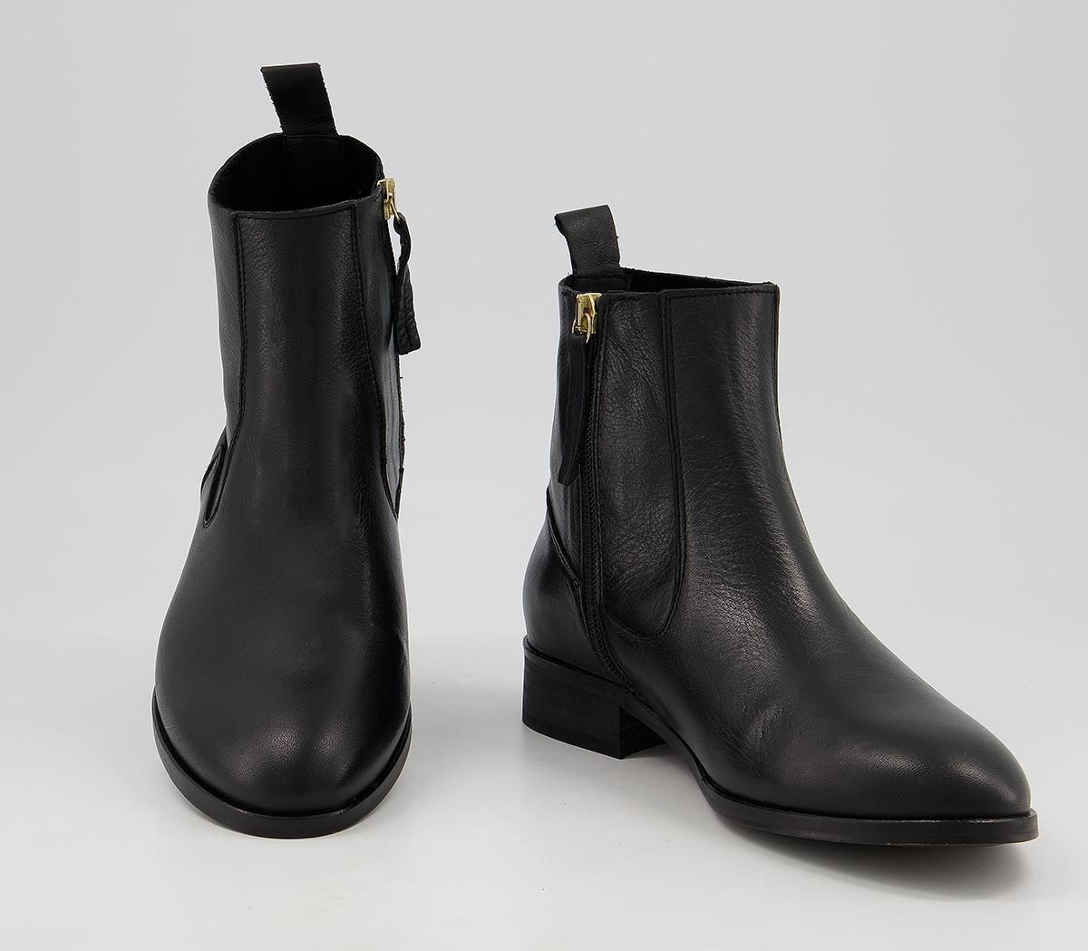 OFFICE Apart Unlined Boots Black Leather Women's Ankle Boots