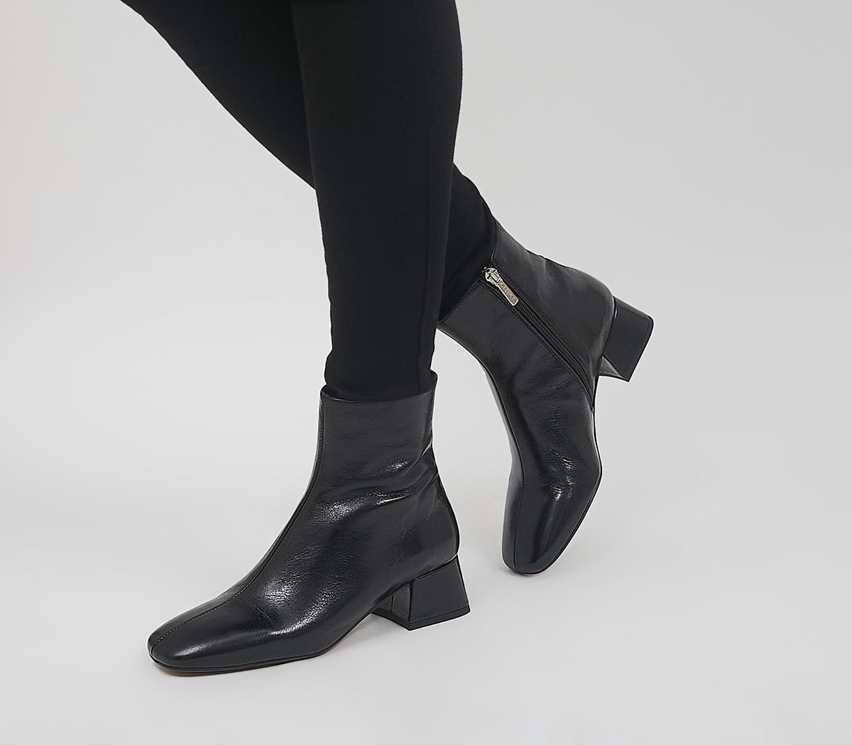 OFFICEApproval Low Square Toe BootsBlack Leather