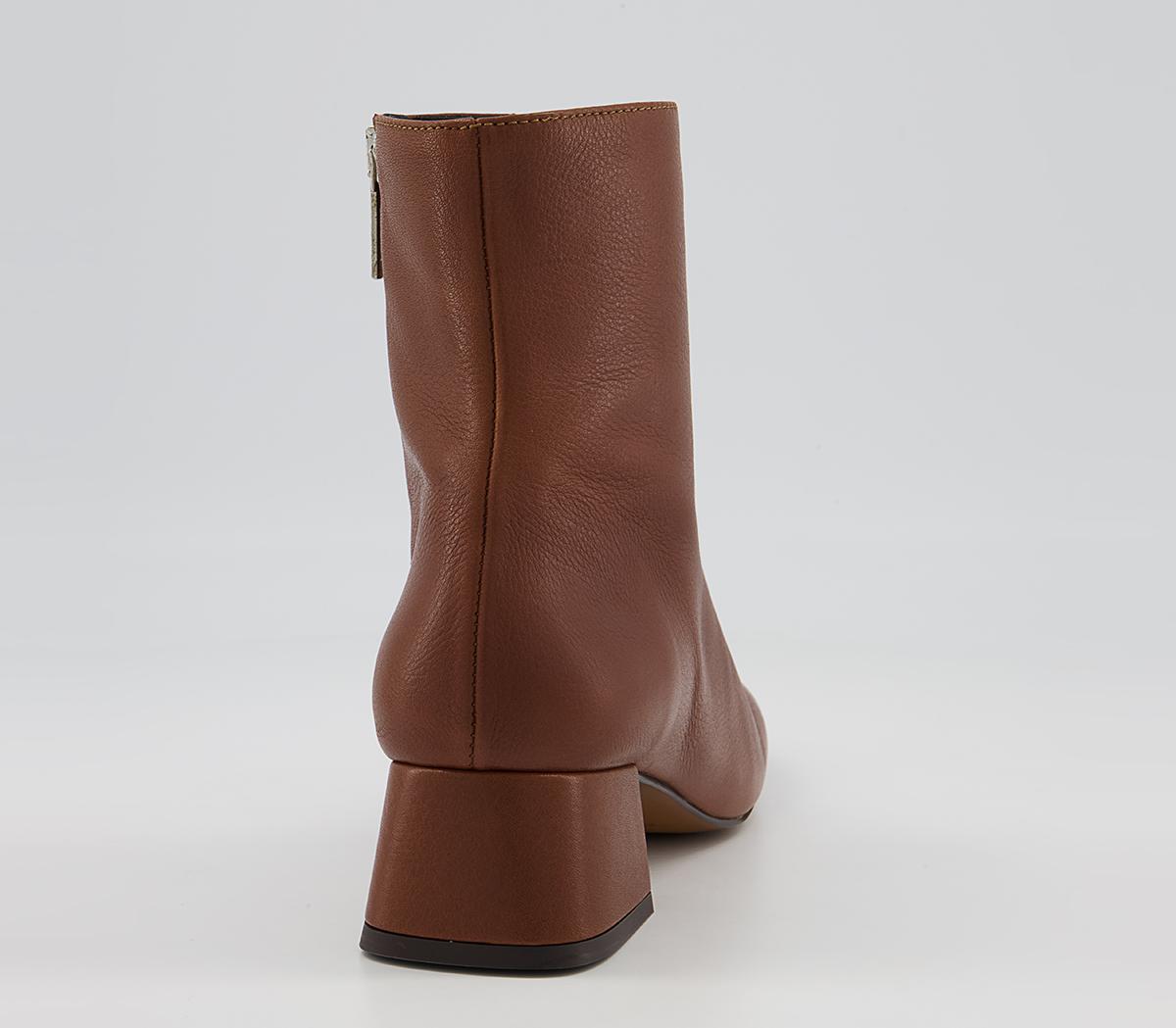 Office Approval Low Square Toe Boots Office Approval Low Square Toe Boots Dark Tan Leather