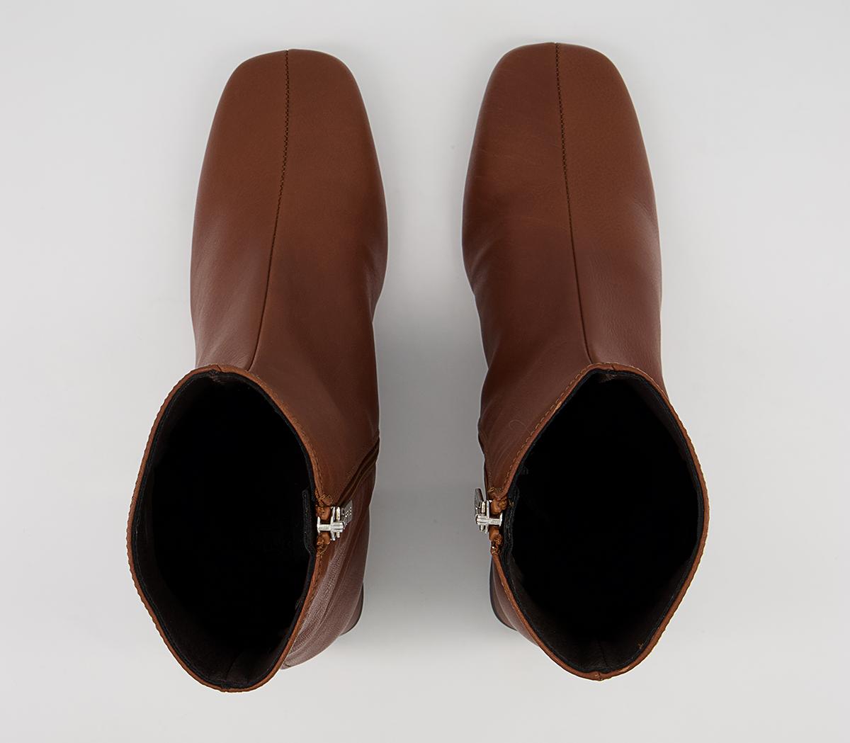 Office Approval Low Square Toe Boots Office Approval Low Square Toe Boots Dark Tan Leather