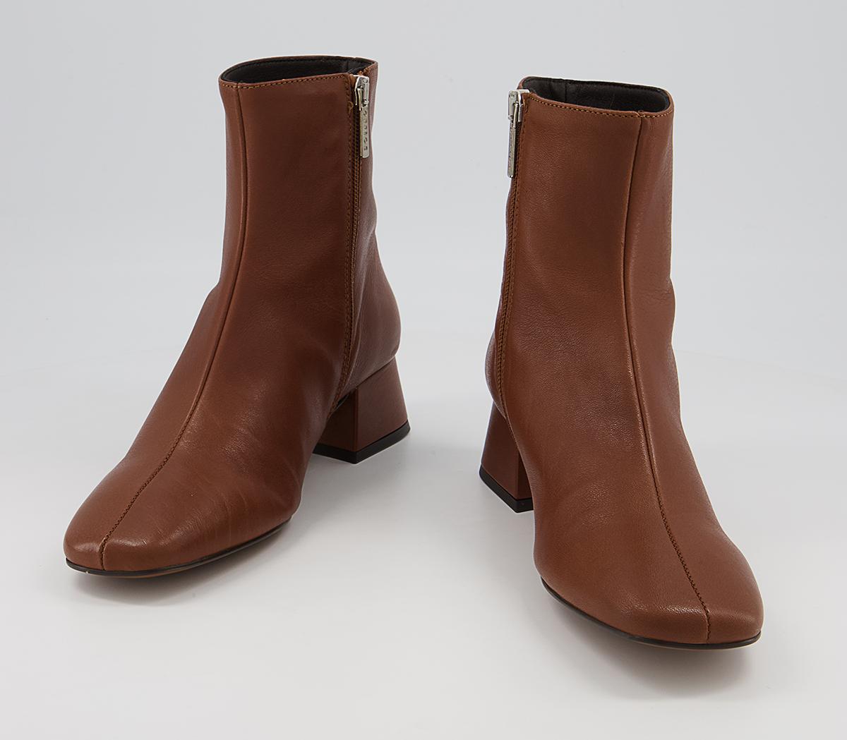 Office Approval Low Square Toe Boots Office Approval Low Square Toe Boots Dark Tan Leather
