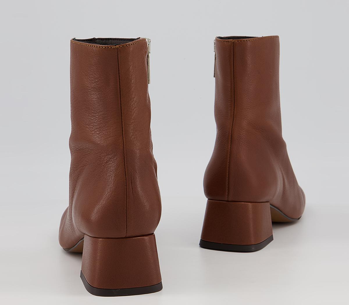 Office Approval Low Square Toe Boots Office Approval Low Square Toe Boots Dark Tan Leather