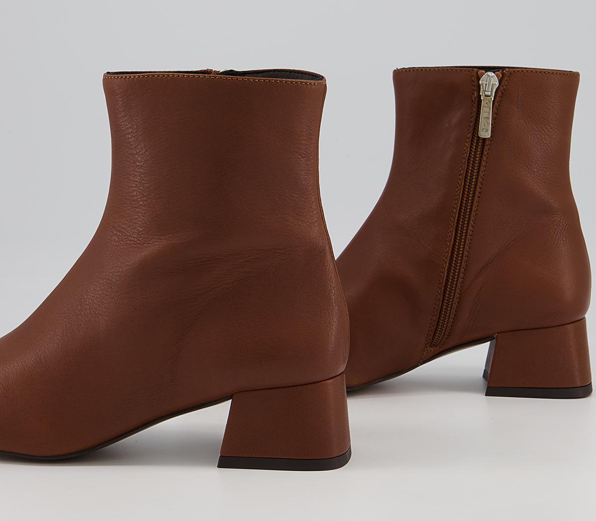 Office Approval Low Square Toe Boots Office Approval Low Square Toe Boots Dark Tan Leather