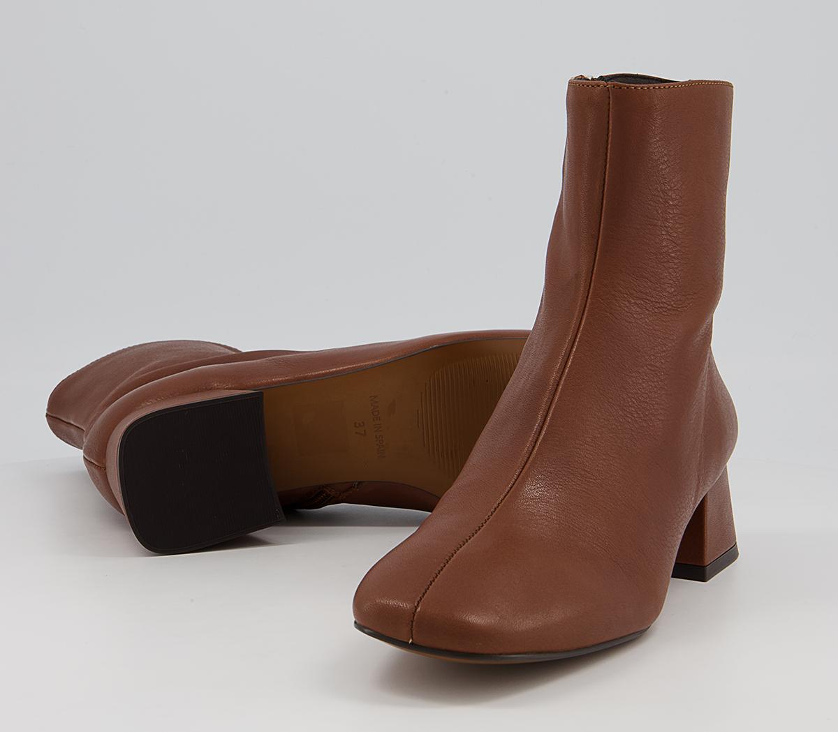Office Approval Low Square Toe Boots Office Approval Low Square Toe Boots Dark Tan Leather