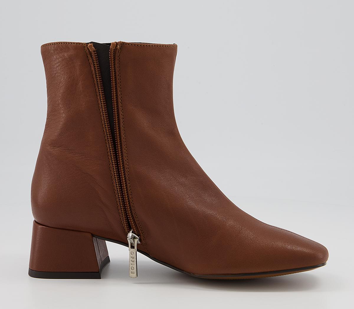 Office Approval Low Square Toe Boots Office Approval Low Square Toe Boots Dark Tan Leather