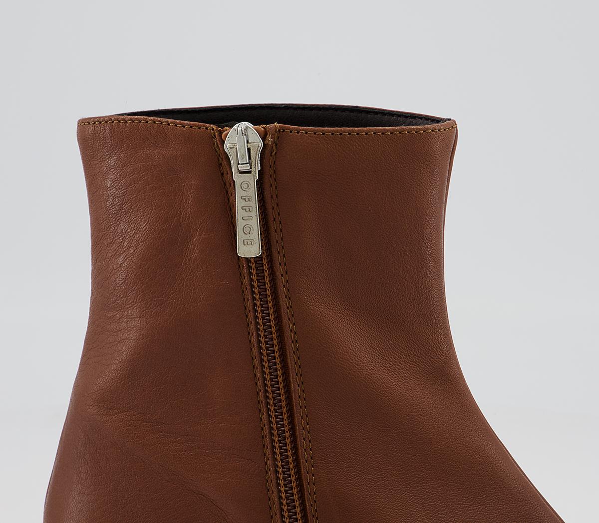 Office Approval Low Square Toe Boots Office Approval Low Square Toe Boots Dark Tan Leather