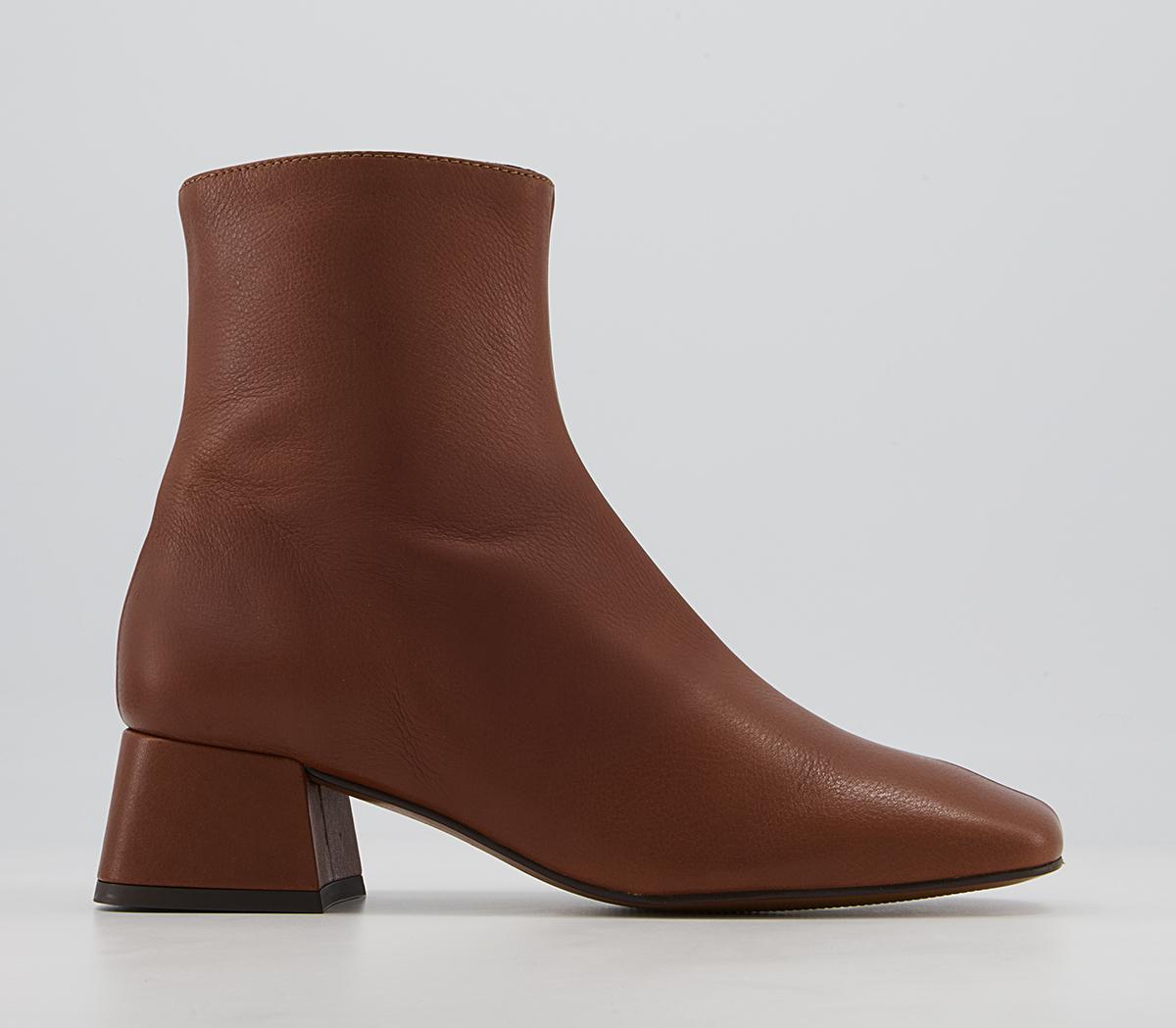 Office Approval Low Square Toe Boots Office Approval Low Square Toe Boots Dark Tan Leather
