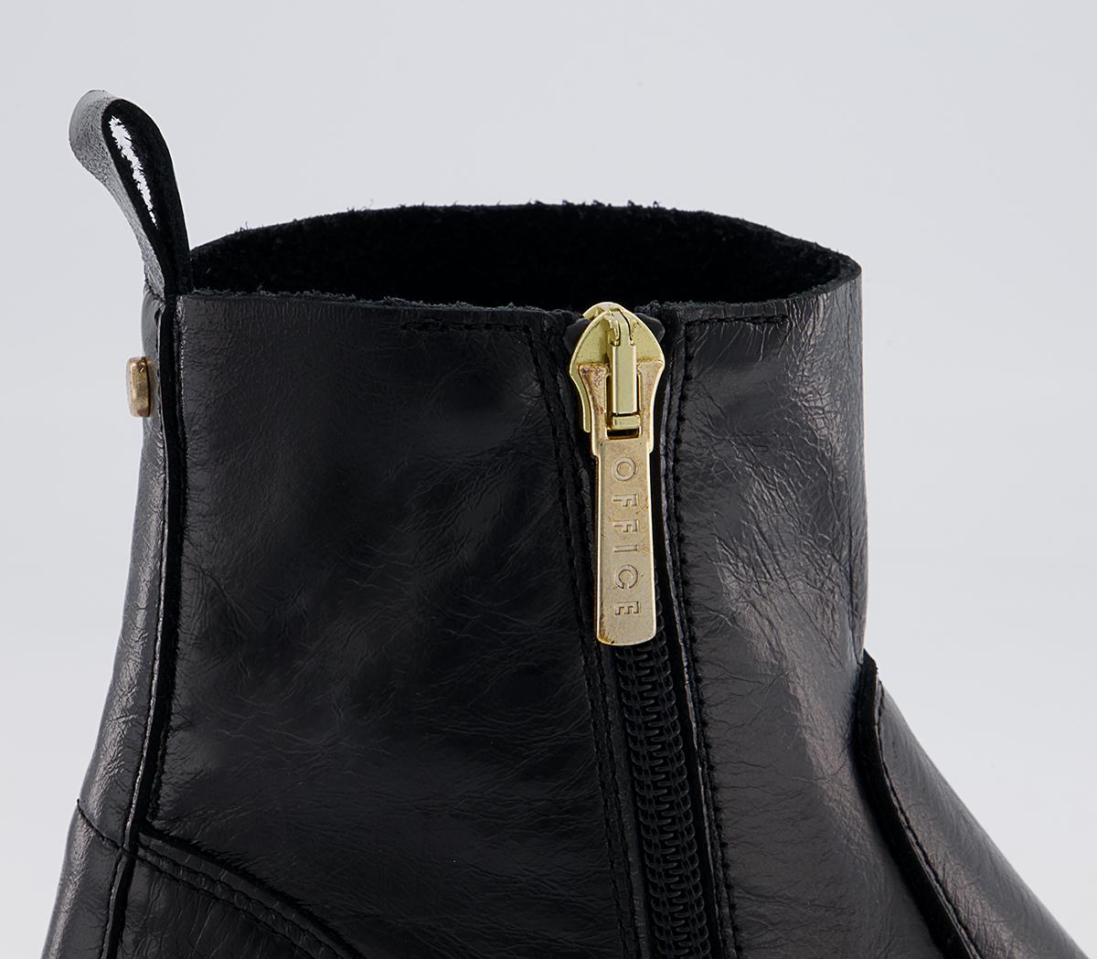 OFFICE Architecture Unlined Boots Black Leather Women's Ankle Boots