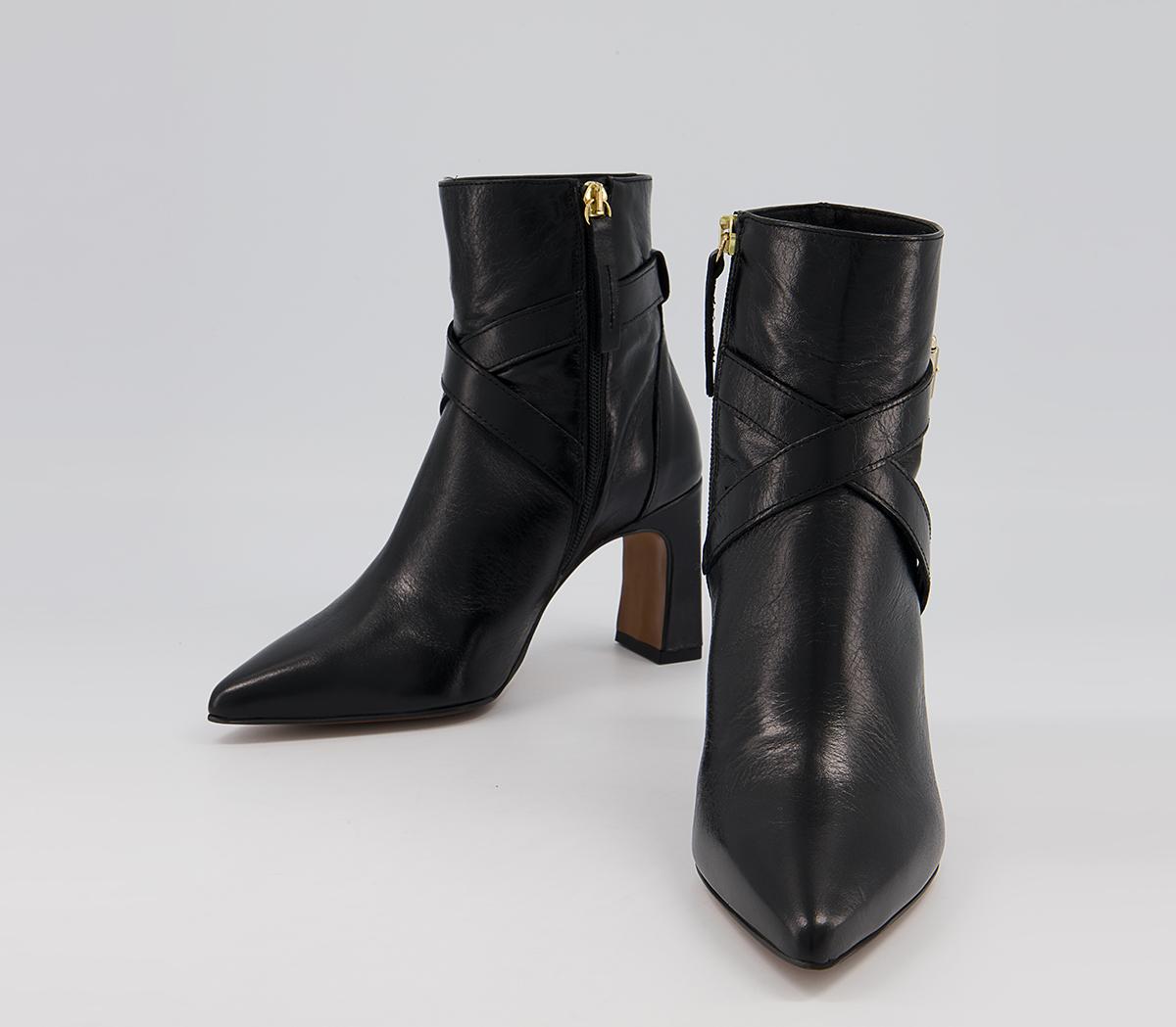 Office Astute Crossover Pointed Toe Boots Office Astute Crossover Pointed Toe Boots Black Leather