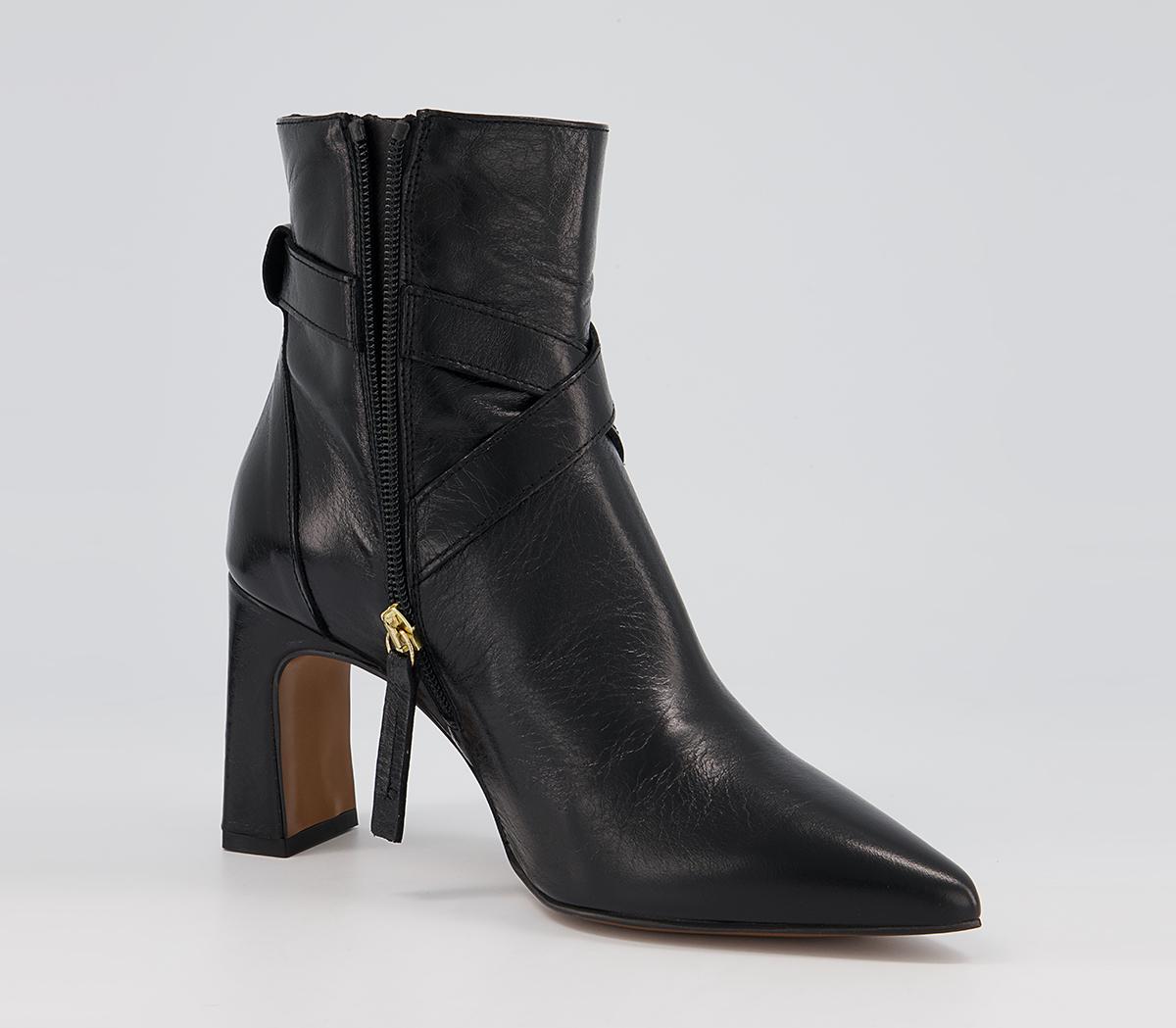 Office Astute Crossover Pointed Toe Boots Office Astute Crossover Pointed Toe Boots Black Leather