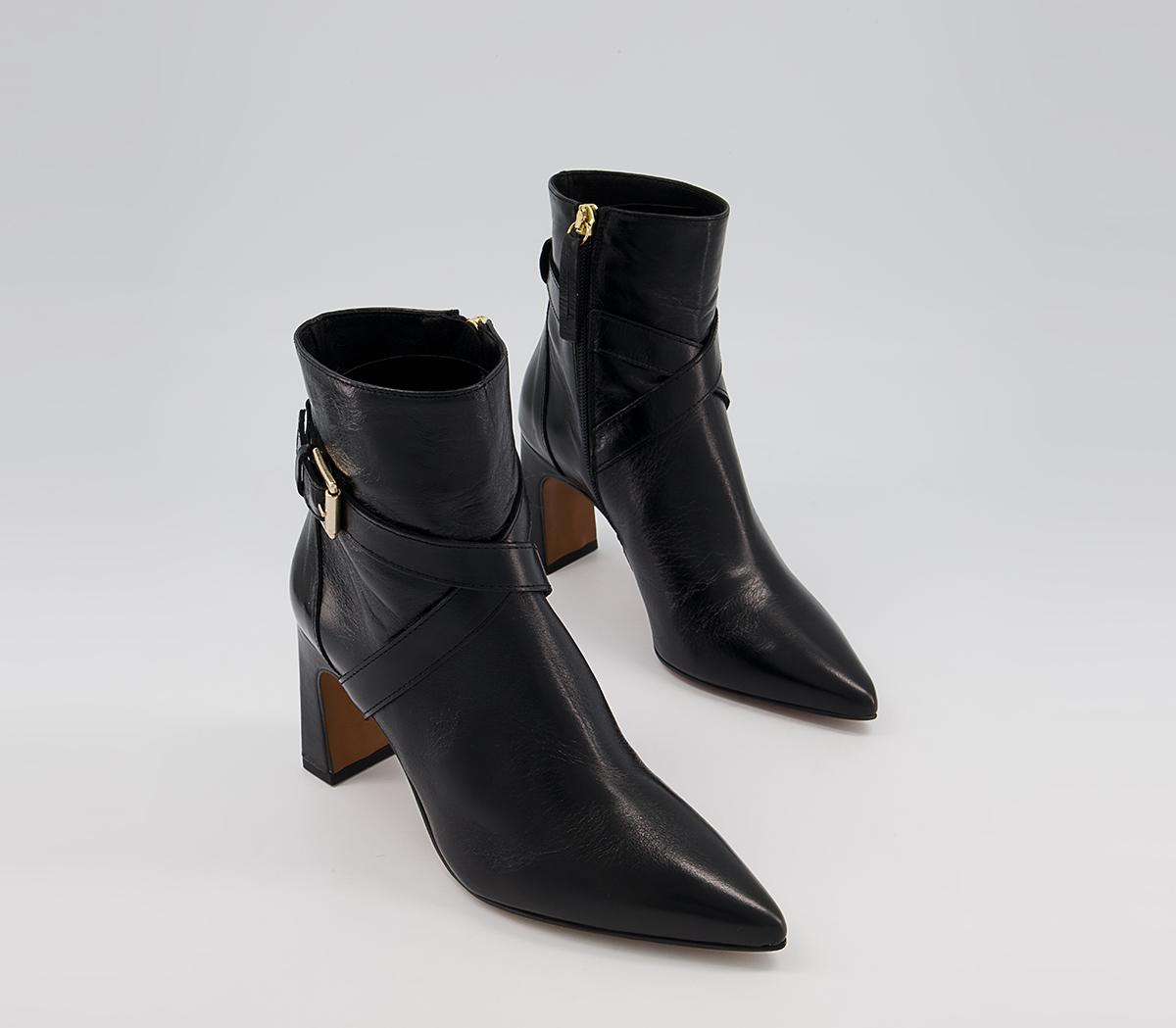 Office Astute Crossover Pointed Toe Boots Office Astute Crossover Pointed Toe Boots Black Leather