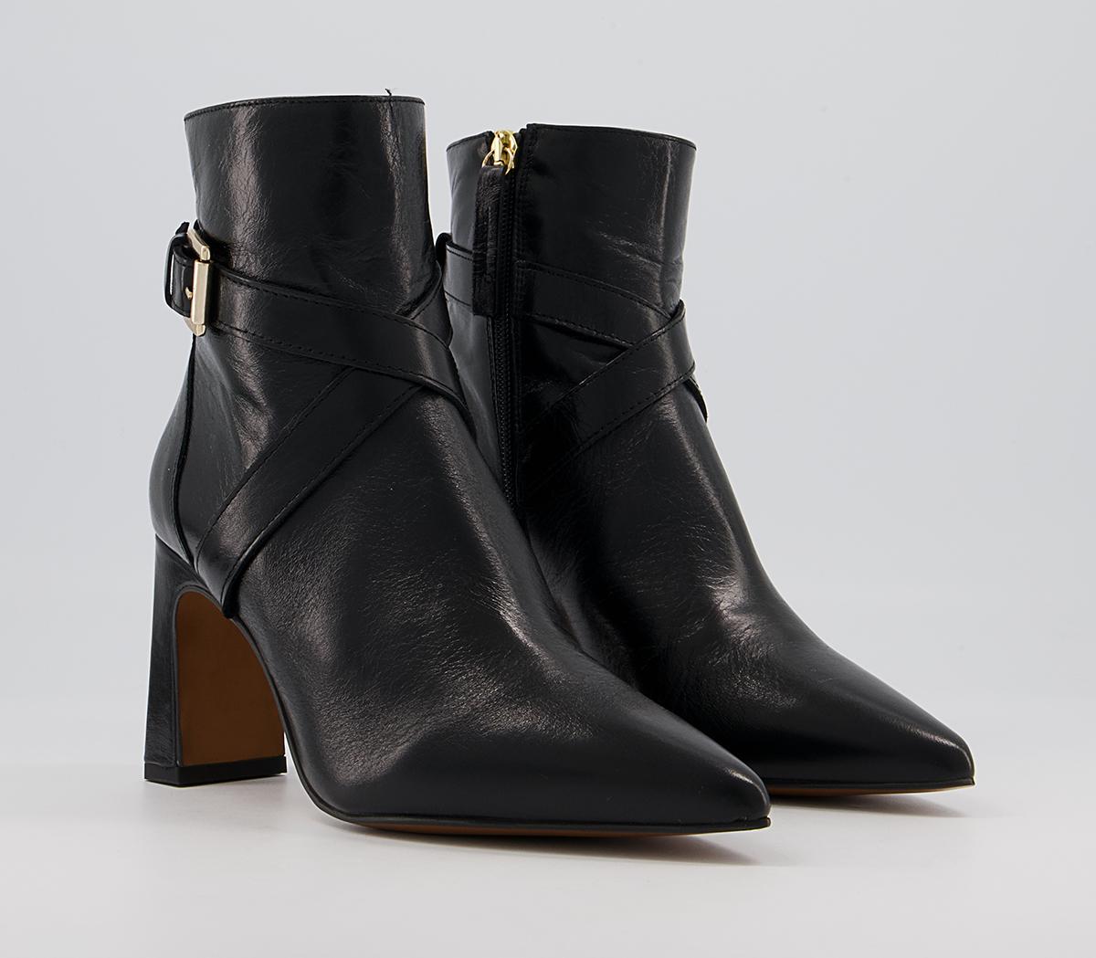 Office Astute Crossover Pointed Toe Boots Office Astute Crossover Pointed Toe Boots Black Leather
