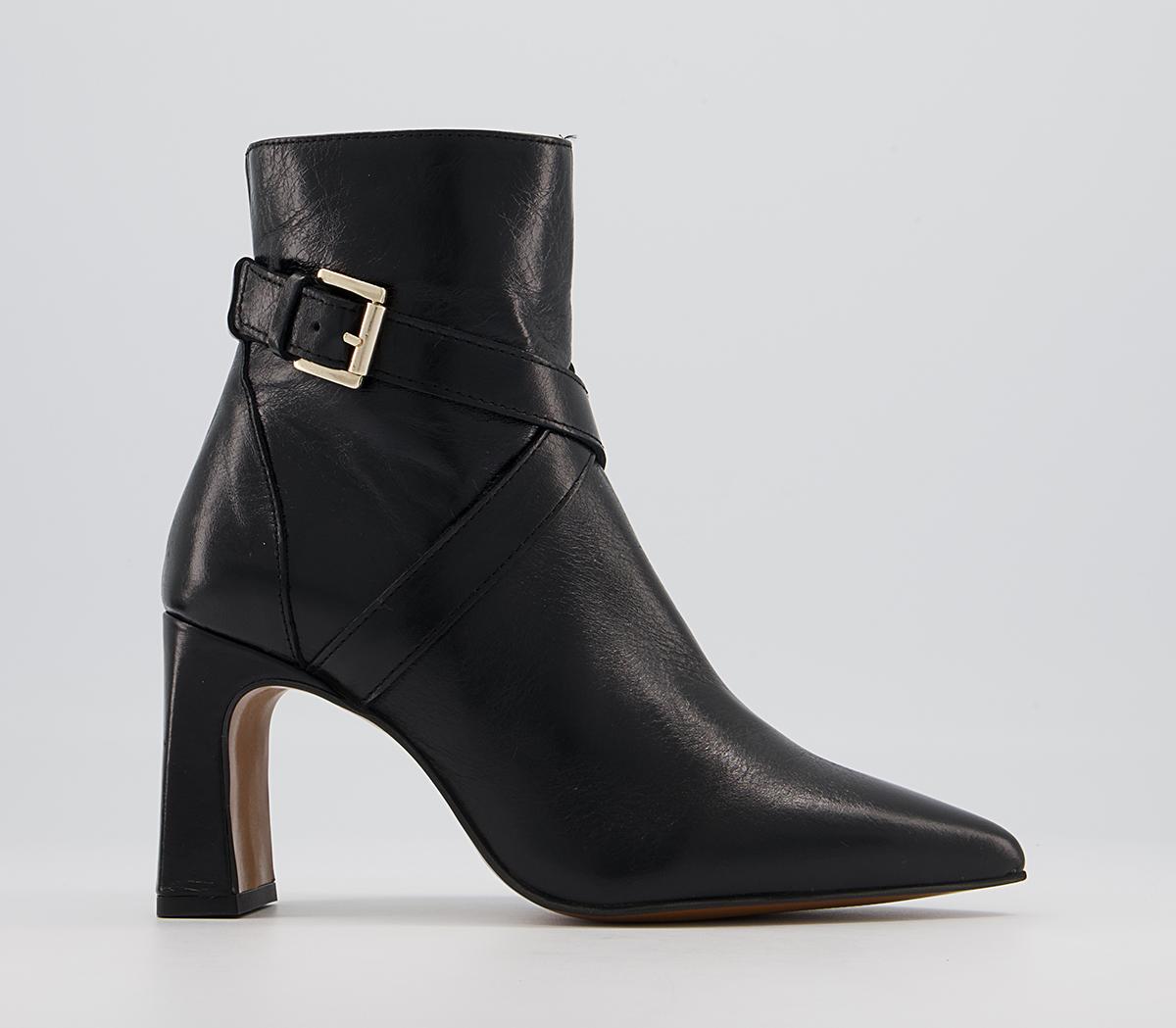 Office Astute Crossover Pointed Toe Boots Office Astute Crossover Pointed Toe Boots Black Leather