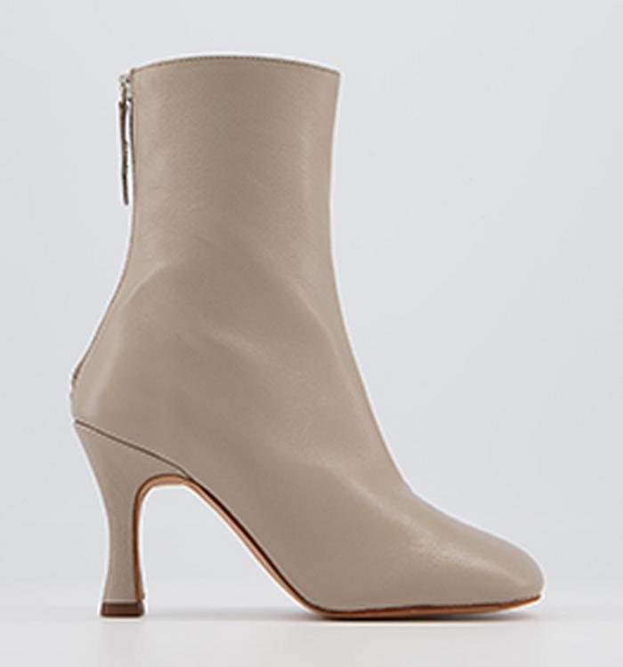 Office Avril Heeled Boots Taupe Leather
