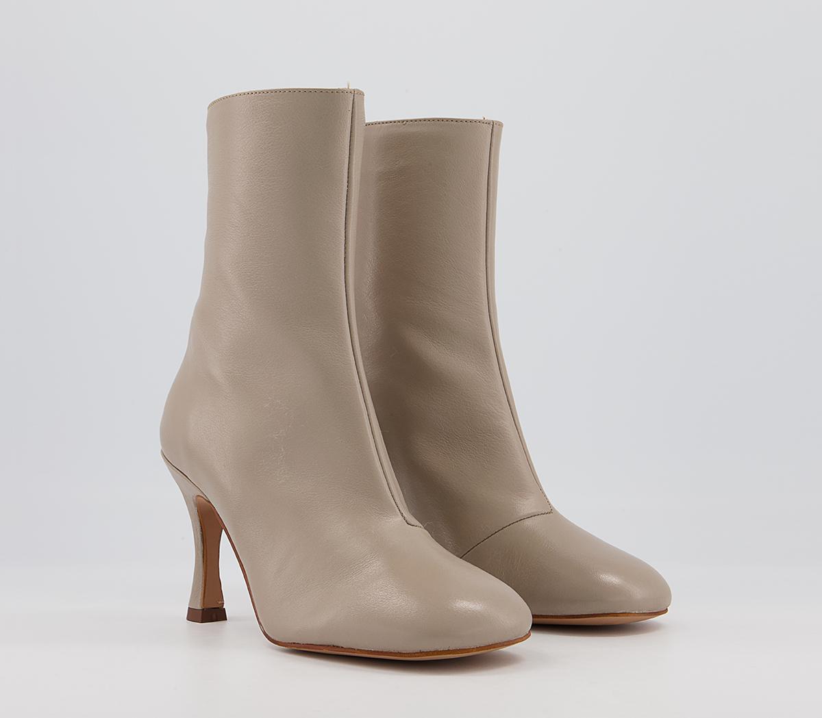 Office Avril Heeled Boots Office Avril Heeled Boots Taupe Leather