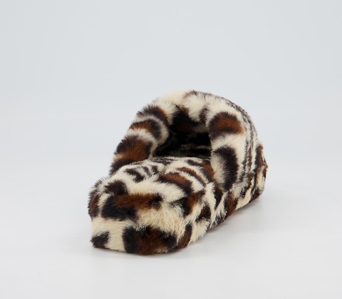 Office Faith Cross Strap Slippers Office Faith Cross Strap Slippers Leopard Faux Fur