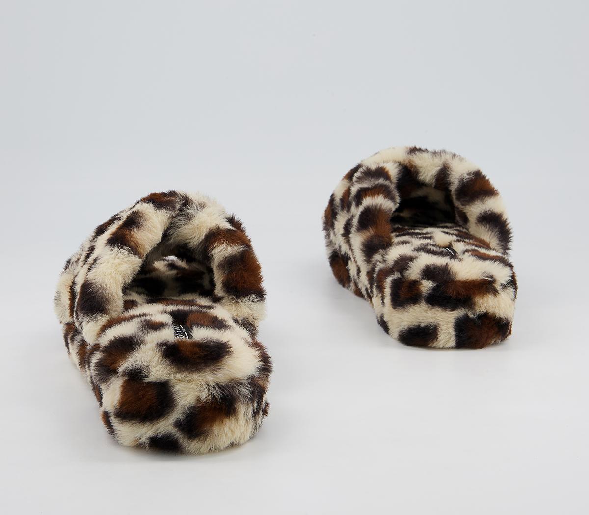 Office Faith Cross Strap Slippers Office Faith Cross Strap Slippers Leopard Faux Fur