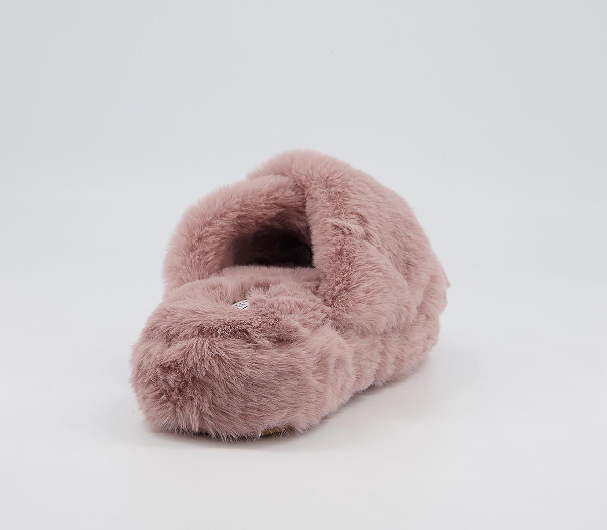 Office Faith Cross Strap Slippers Office Faith Cross Strap Slippers Mauve Faux Fur