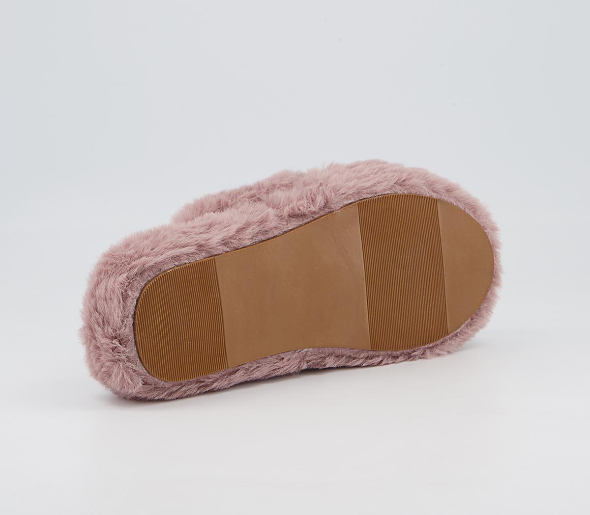 Office Faith Cross Strap Slippers Office Faith Cross Strap Slippers Mauve Faux Fur