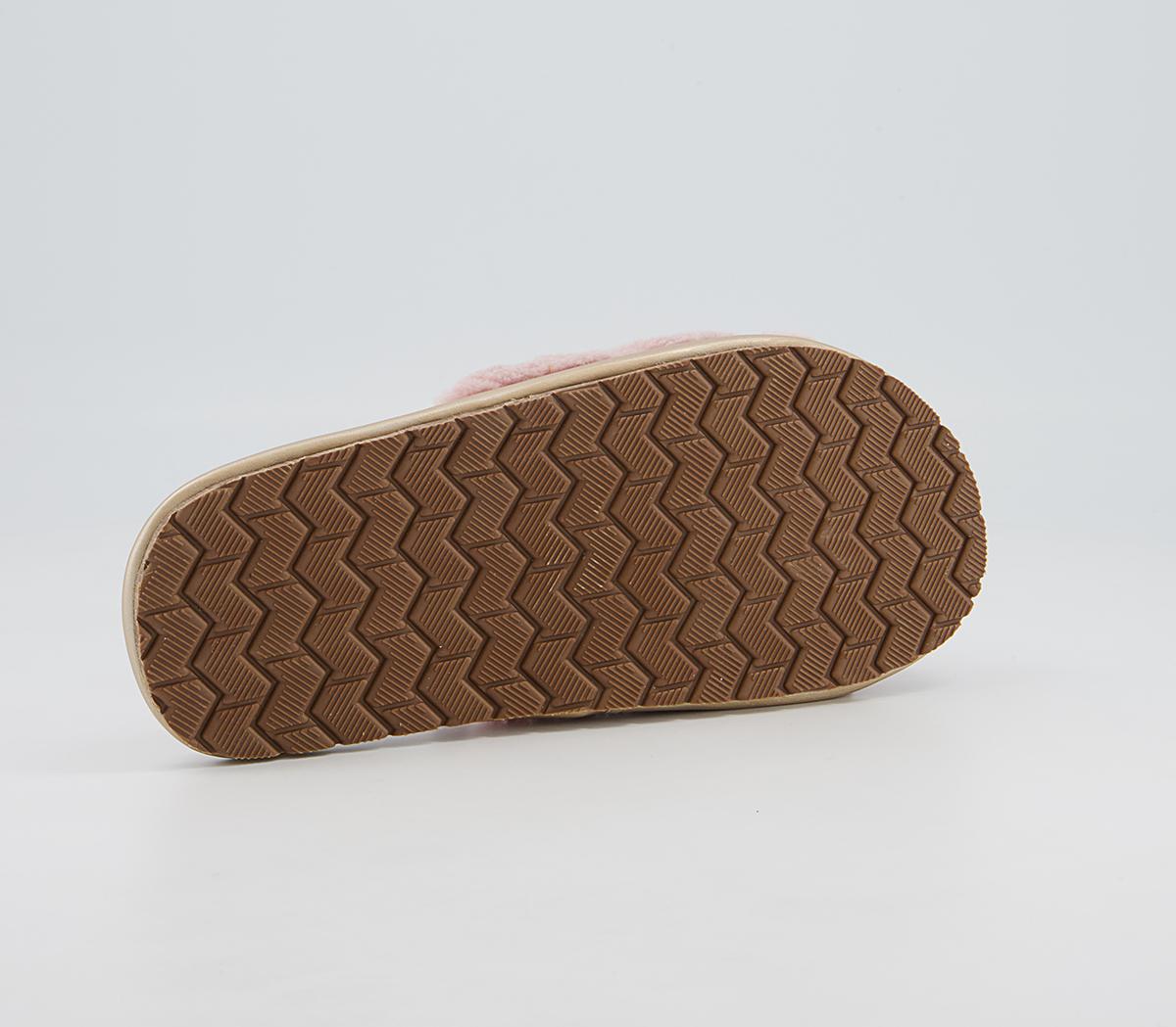 Office Florida Open Toe Slippers Office Florida Open Toe Slippers Pink Faux Fur With Rose Gold