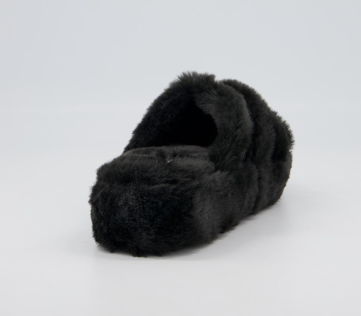 Office Fonda Wedged Open Toe Slippers Office Fonda Wedged Open Toe Slippers Black Faux Fur Croc Mix