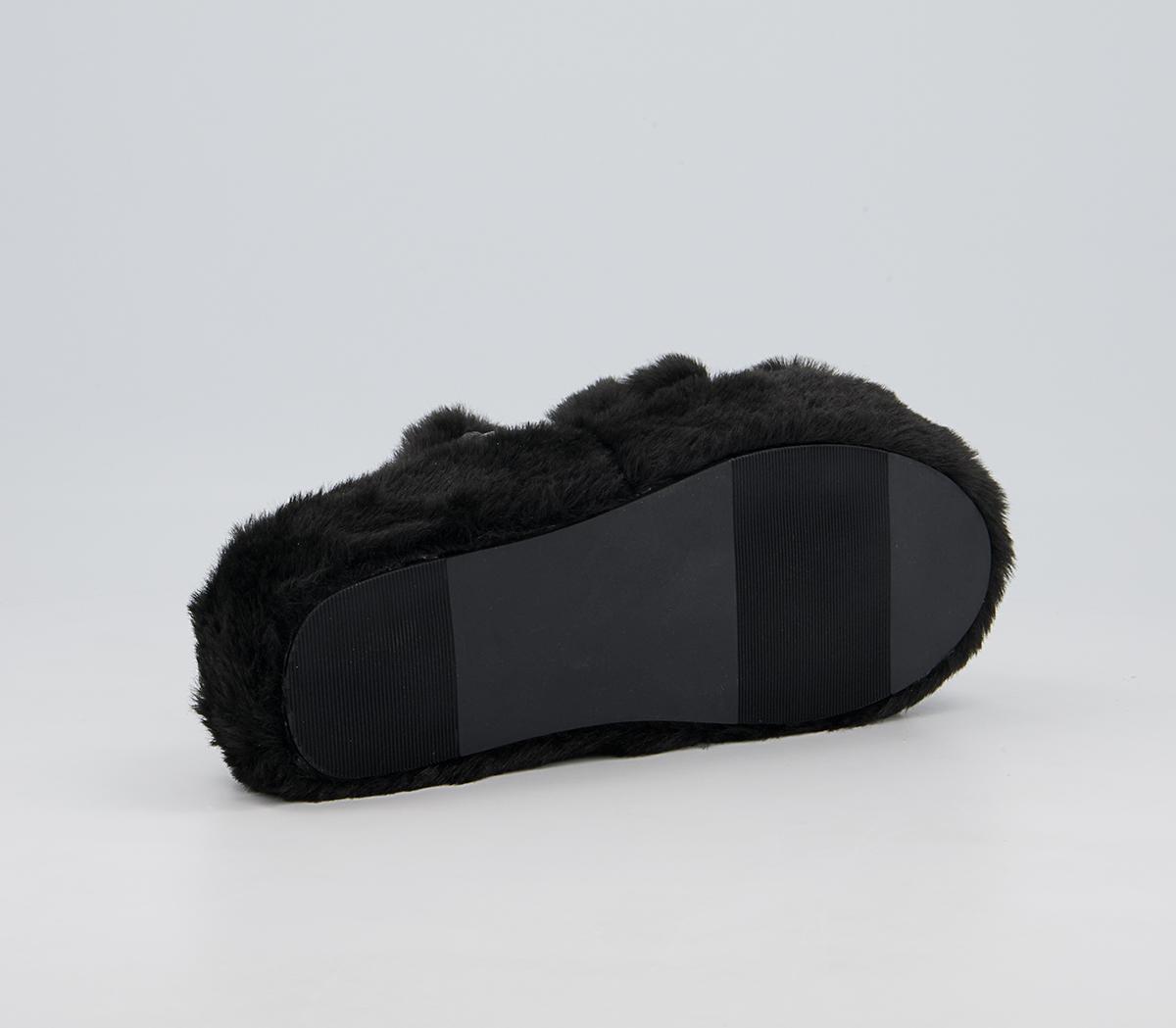 Office Fonda Wedged Open Toe Slippers Office Fonda Wedged Open Toe Slippers Black Faux Fur Croc Mix