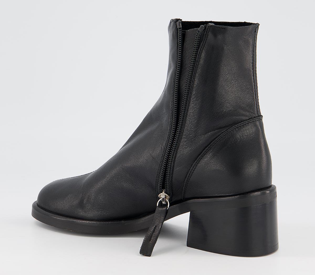 OFFICE Alicante Chunky Clean Boots Black Leather - Women's Ankle Boots