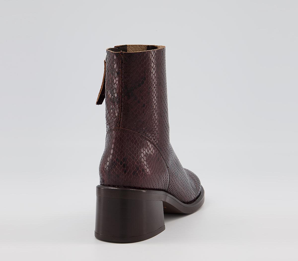 Office Alicante Chunky Clean Boots Office Alicante Chunky Clean Boots Chocolate Snake Leather