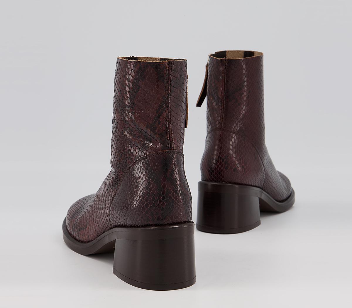 Office Alicante Chunky Clean Boots Office Alicante Chunky Clean Boots Chocolate Snake Leather