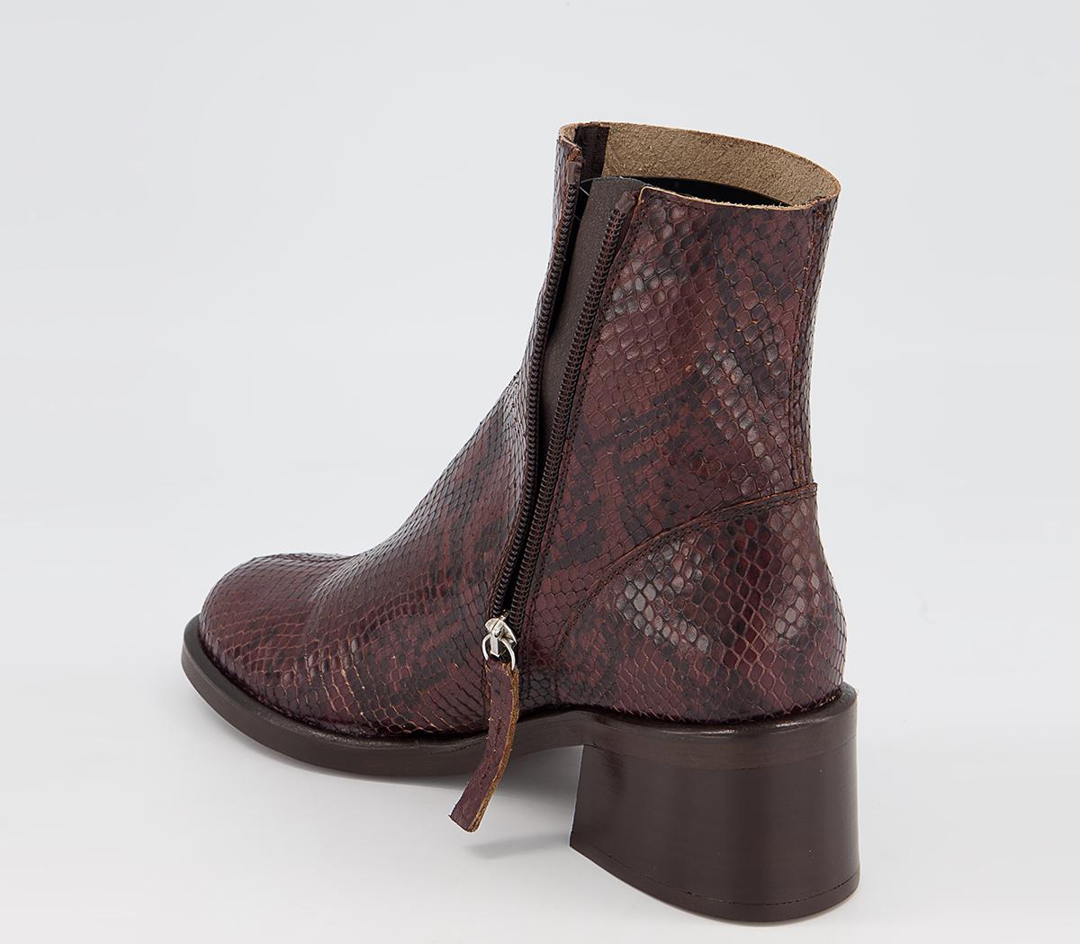 Office Alicante Chunky Clean Boots Office Alicante Chunky Clean Boots Chocolate Snake Leather