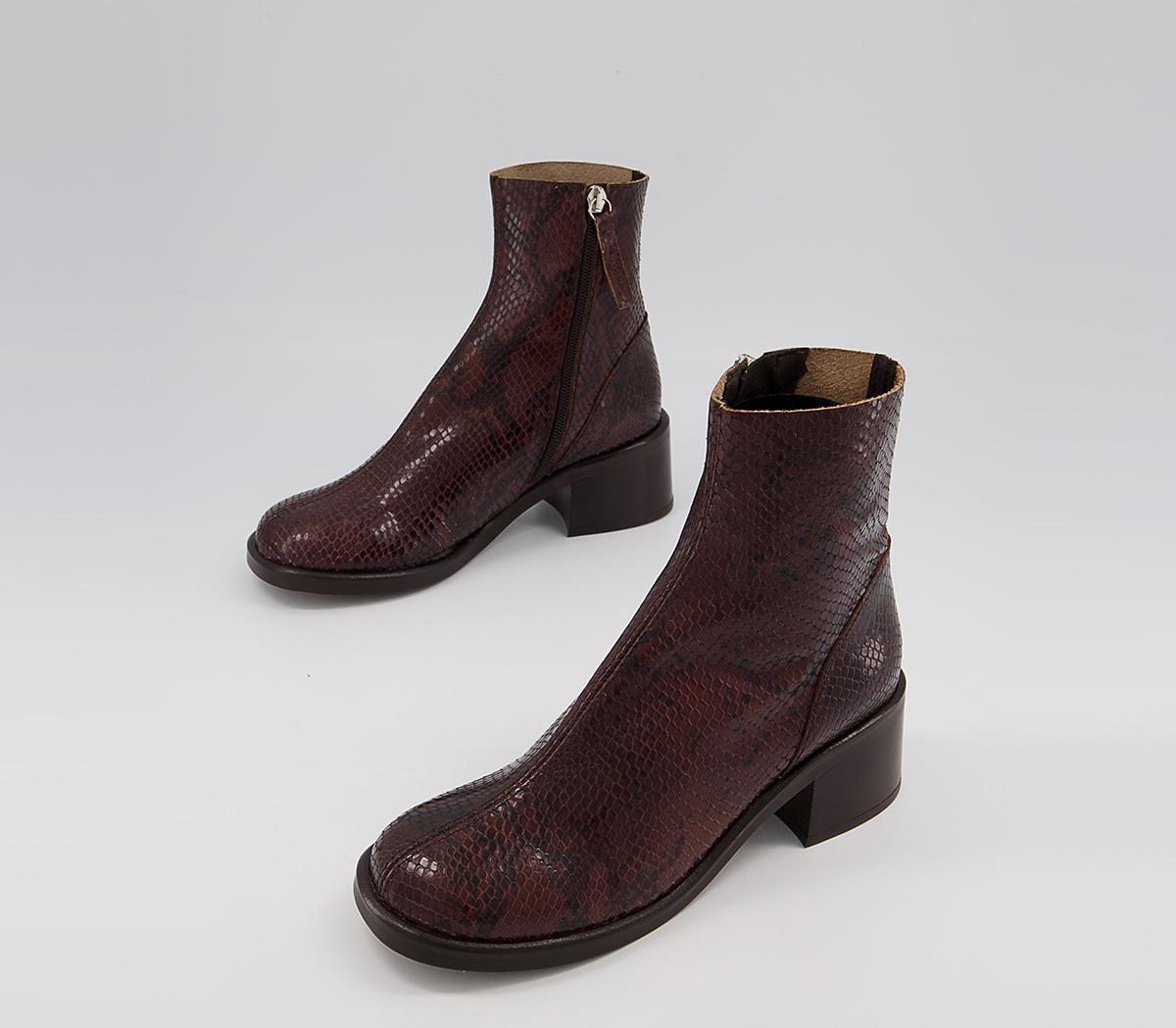 Office Alicante Chunky Clean Boots Office Alicante Chunky Clean Boots Chocolate Snake Leather