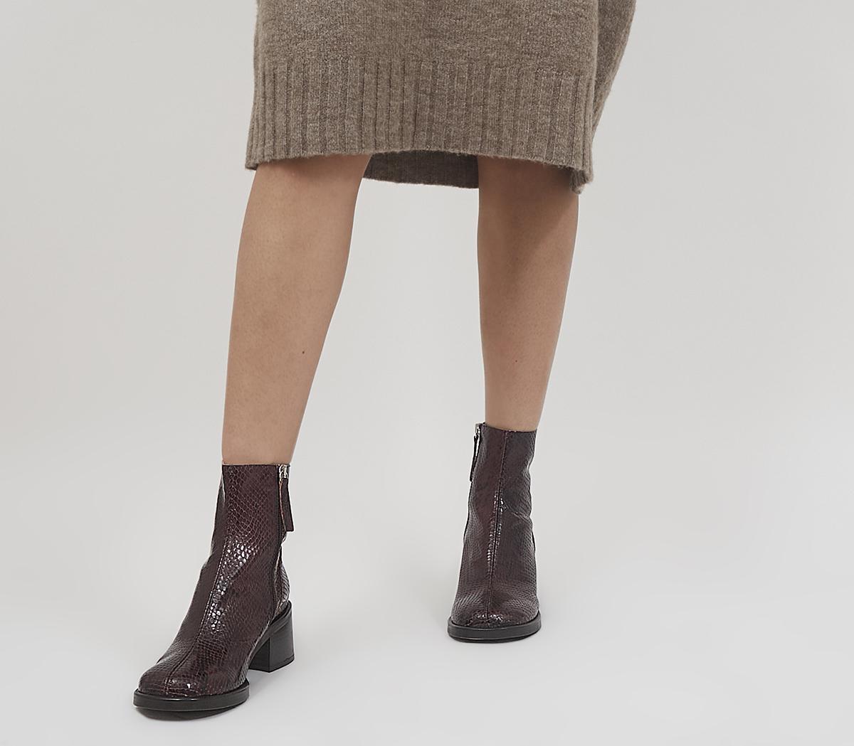 OfficeAlicante Chunky Clean Boots OfficeAlicante Chunky Clean BootsChocolate Snake Leather