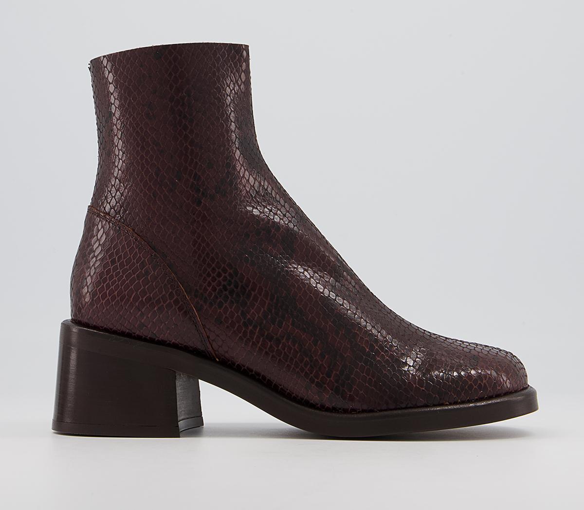 Office Alicante Chunky Clean Boots Office Alicante Chunky Clean Boots Chocolate Snake Leather