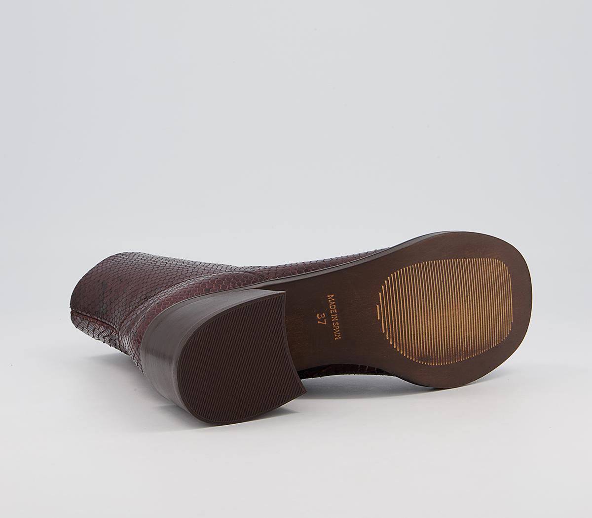 Office Alicante Chunky Clean Boots Office Alicante Chunky Clean Boots Chocolate Snake Leather