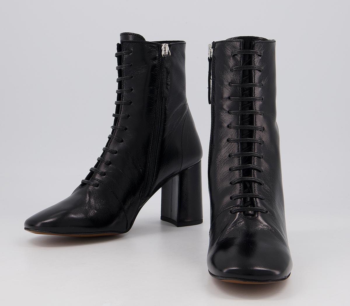 OFFICEAffiliate Lace Up Dressy Square Toe BootsBlack Leather