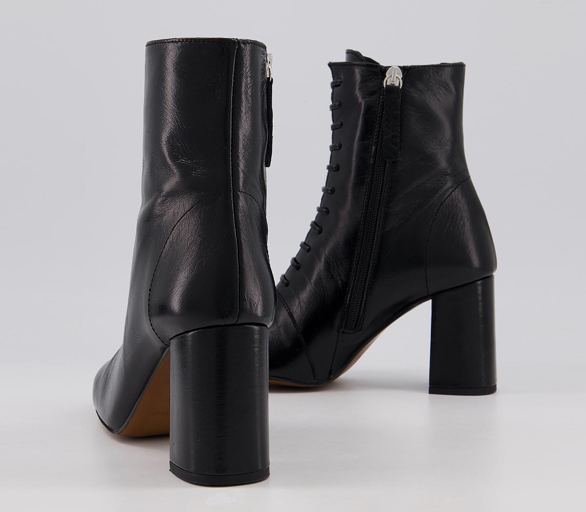 OFFICEAffiliate Lace Up Dressy Square Toe BootsBlack Leather