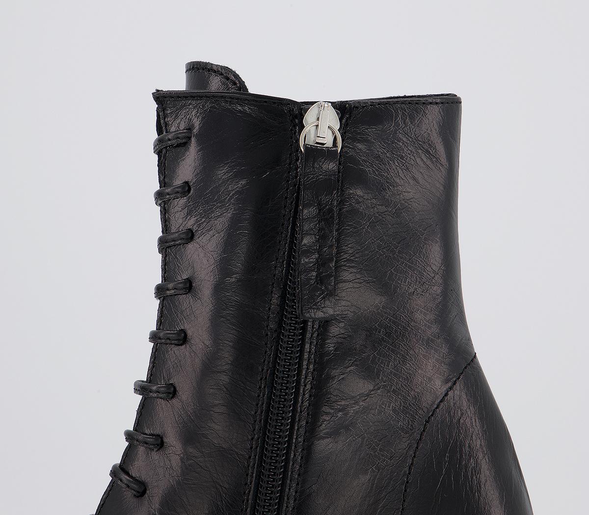 OFFICEAffiliate Lace Up Dressy Square Toe BootsBlack Leather