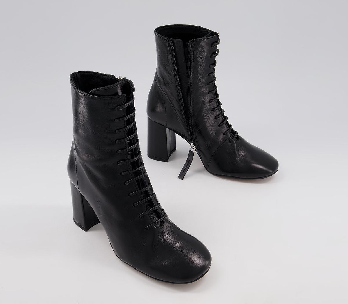 OFFICEAffiliate Lace Up Dressy Square Toe BootsBlack Leather