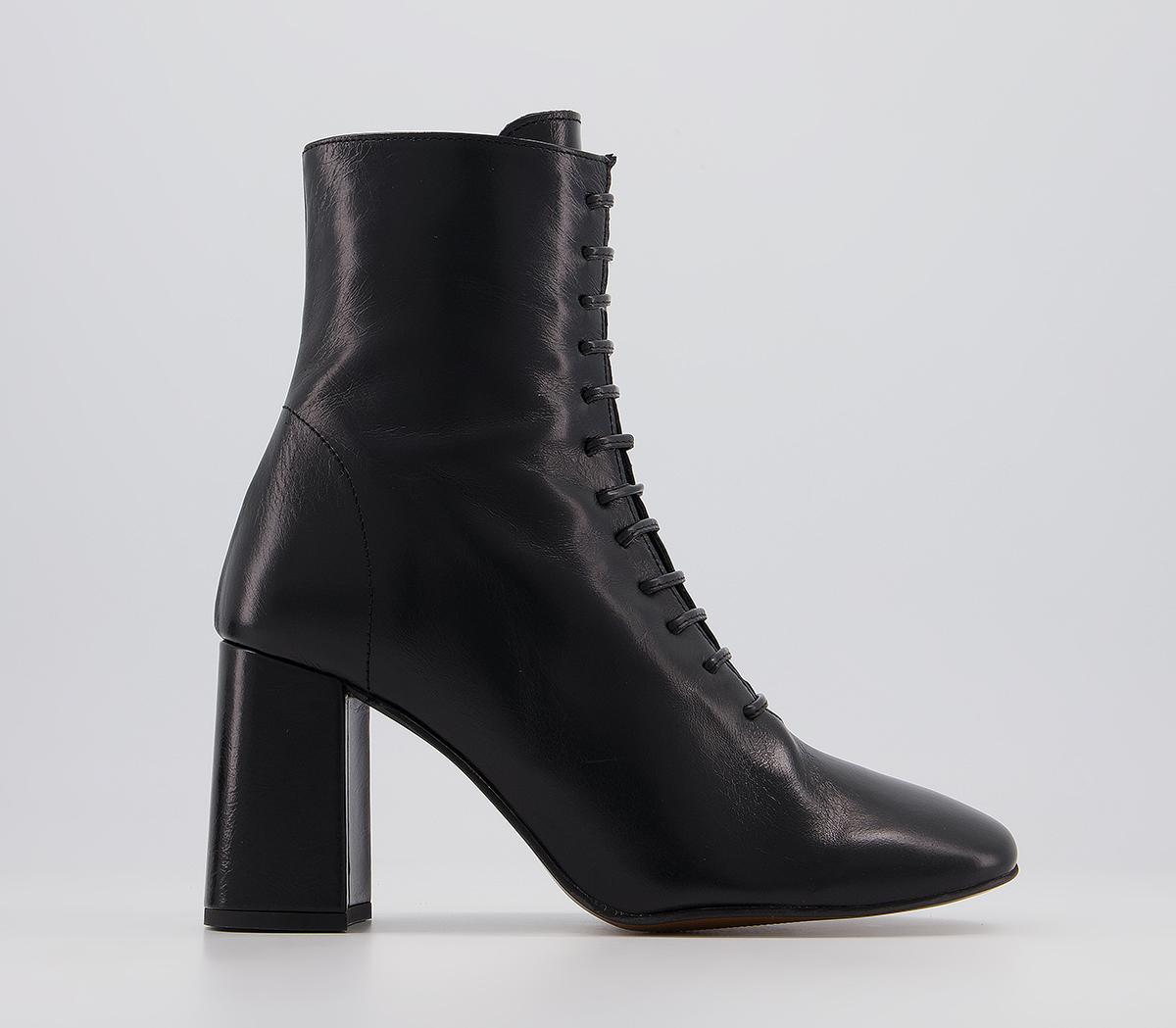 OFFICEAffiliate Lace Up Dressy Square Toe BootsBlack Leather