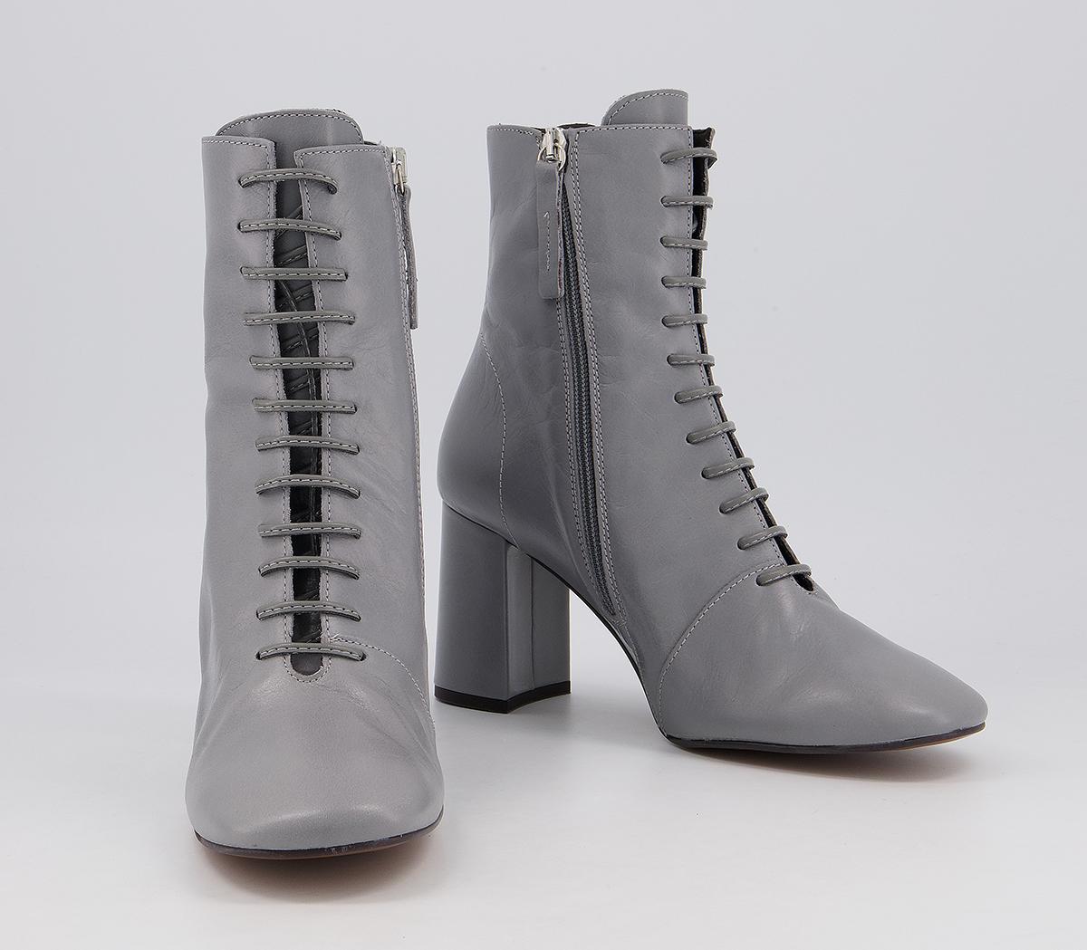 Office Affiliate Lace Up Dressy Square Toe Boots Office Affiliate Lace Up Dressy Square Toe Boots Pale Grey Leather
