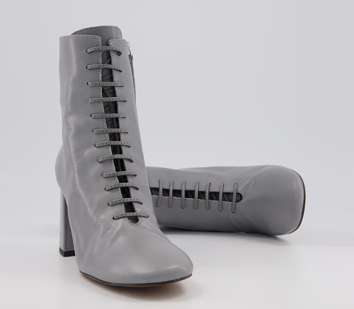 Office Affiliate Lace Up Dressy Square Toe Boots Office Affiliate Lace Up Dressy Square Toe Boots Pale Grey Leather