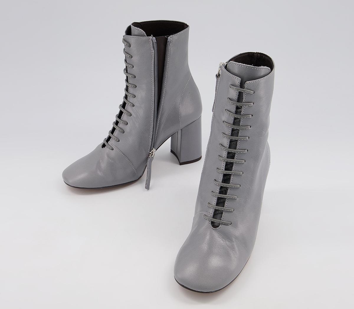 Office Affiliate Lace Up Dressy Square Toe Boots Office Affiliate Lace Up Dressy Square Toe Boots Pale Grey Leather