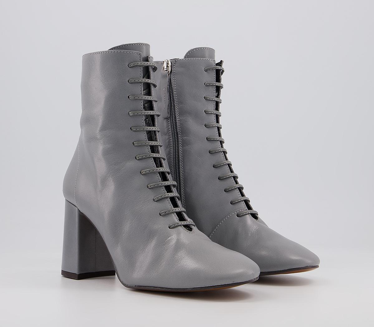 Office Affiliate Lace Up Dressy Square Toe Boots Office Affiliate Lace Up Dressy Square Toe Boots Pale Grey Leather