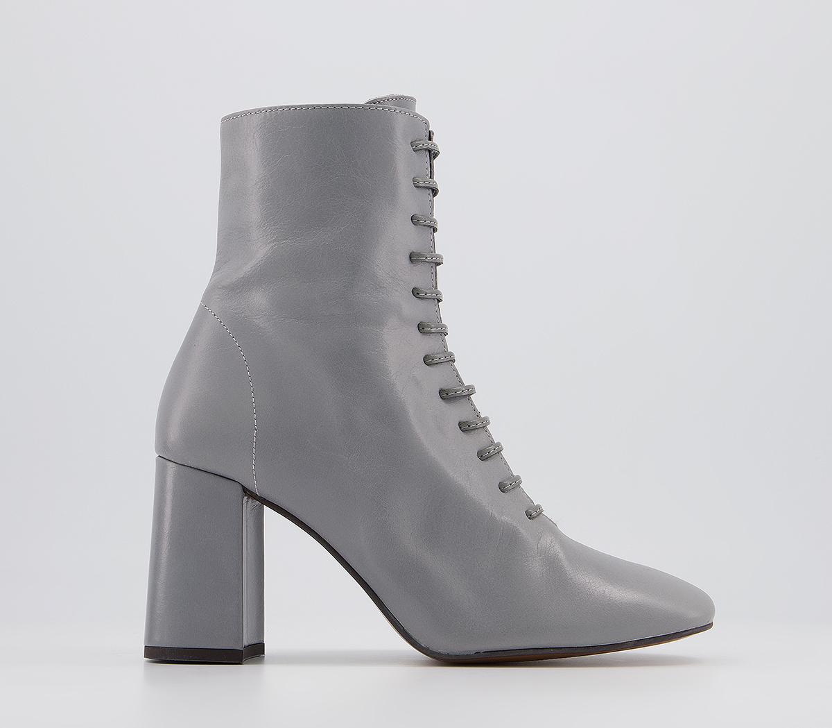 Office Affiliate Lace Up Dressy Square Toe Boots Office Affiliate Lace Up Dressy Square Toe Boots Pale Grey Leather