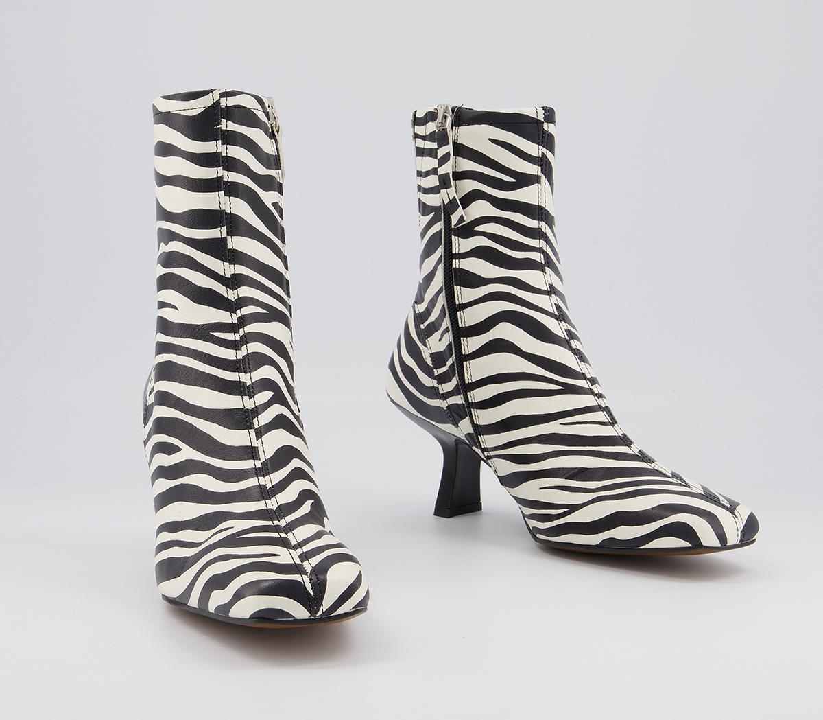 Office Acrobat Abstract Mid Heel Boots Office Acrobat Abstract Mid Heel Boots Zebra Leather
