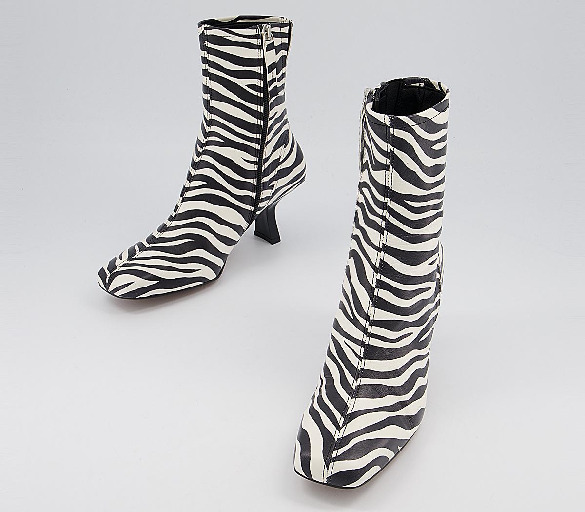 Office Acrobat Abstract Mid Heel Boots Office Acrobat Abstract Mid Heel Boots Zebra Leather