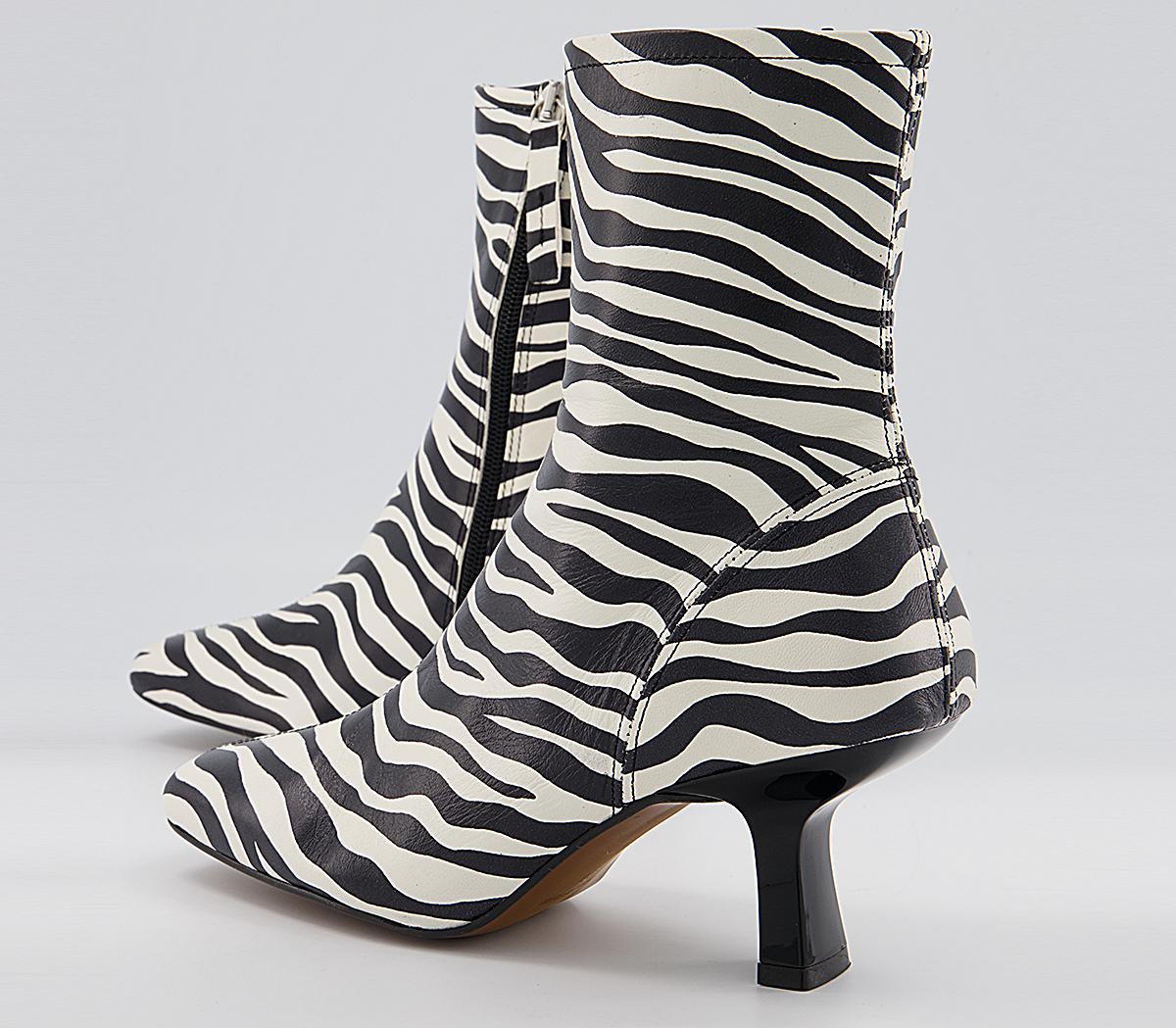 Office Acrobat Abstract Mid Heel Boots Office Acrobat Abstract Mid Heel Boots Zebra Leather